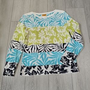 Ruby Rd. Petite Floral Patterned Women's Sweater- Blue, Green, Navy Size…